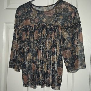 NWT Belle + Sky Transparent Floral Blouse